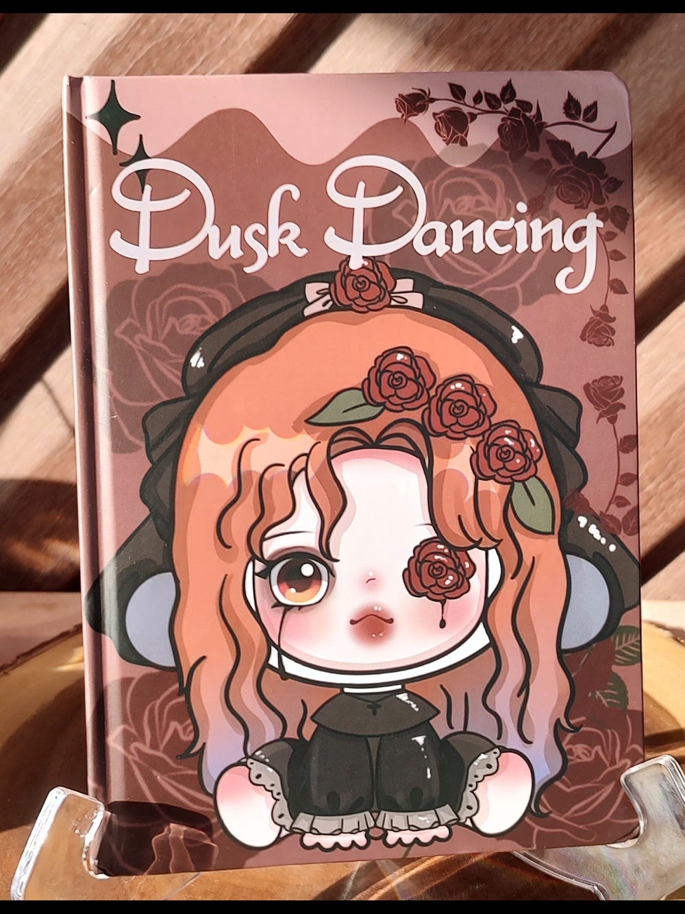 New! Skullpanda Dusk Dancing Rose Cover Hardcover Journal - Pink Brown